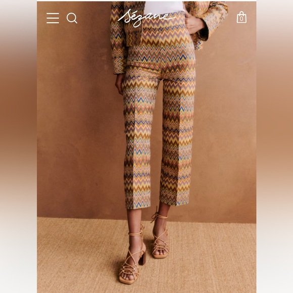 NWT! Sezane Super High Waisted Multicolor Zigzag Pattern Pants - JENSON TROUSERS